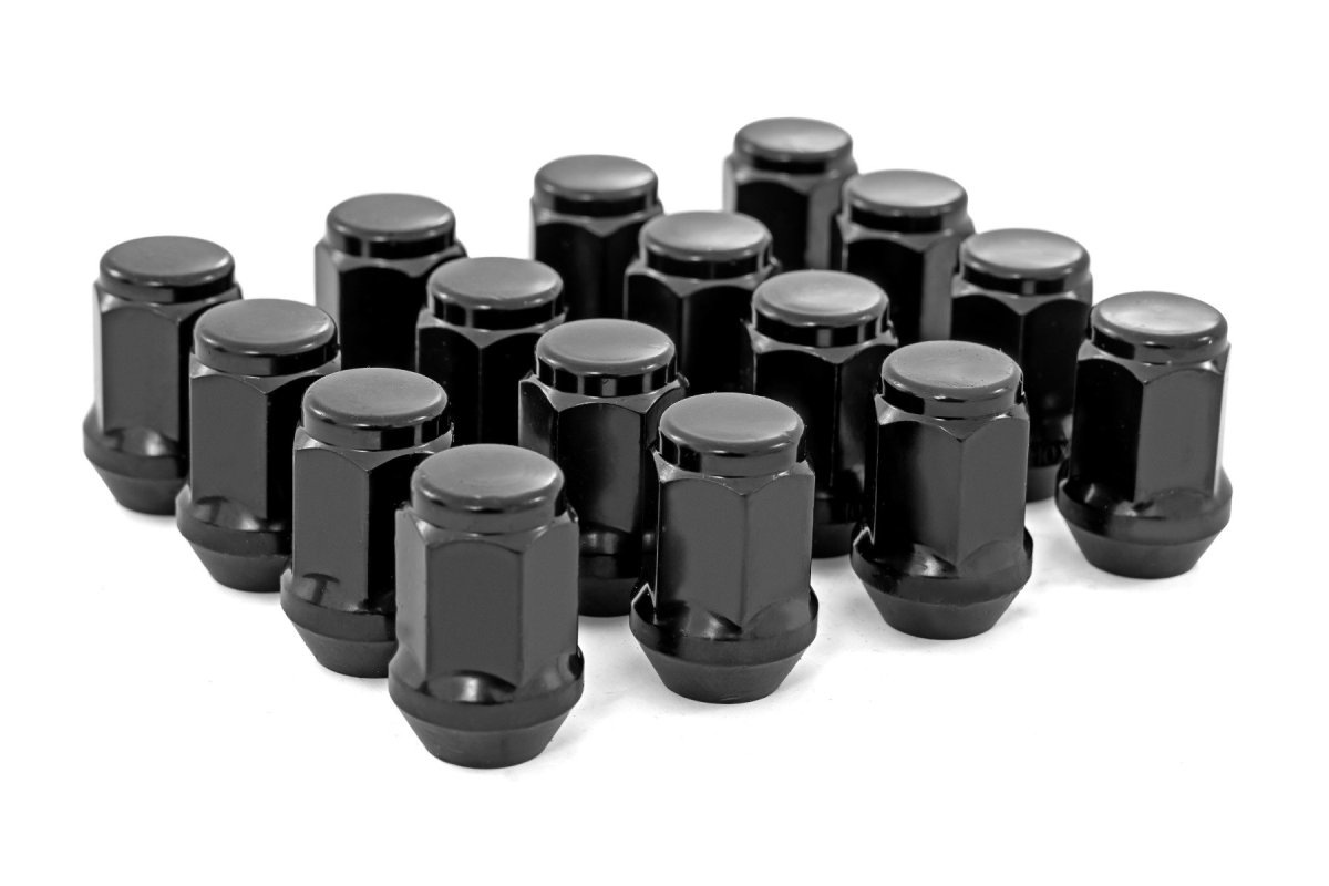 Toyota Pickup Lug Nut Set - Rough Country - Bulge Acorn Style - Black - '86-'95